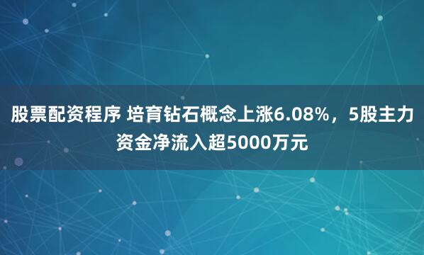 股票配资程序 培育钻石概念上涨6.08%，5股主力资金净流入超5000万元